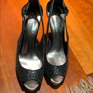 Guess  sequin open toe shoes.